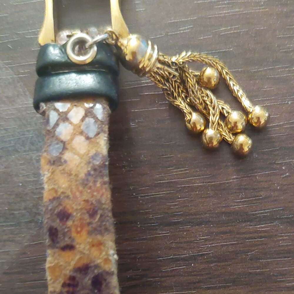 Vintage Betsey Johnson Leather Leopard Print Tassel Watch Great Condition - Picture 5 of 6